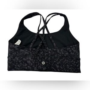 Lululemon Cross Back Sport Bra Grey Black Leopard Size 6